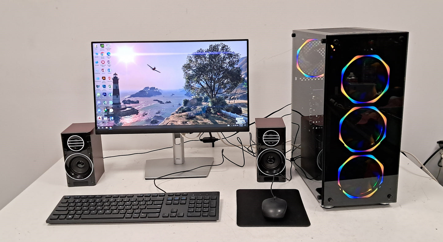 INTEL CORE i7 3.6GHZ, 16GB RAM, 8GB RX 580 GRAPHICS CARD, 256GB SSD, 500GB HDD, 24 INCH LED SCREEN, GAMING KEYBOARD MOUSE HEADSET