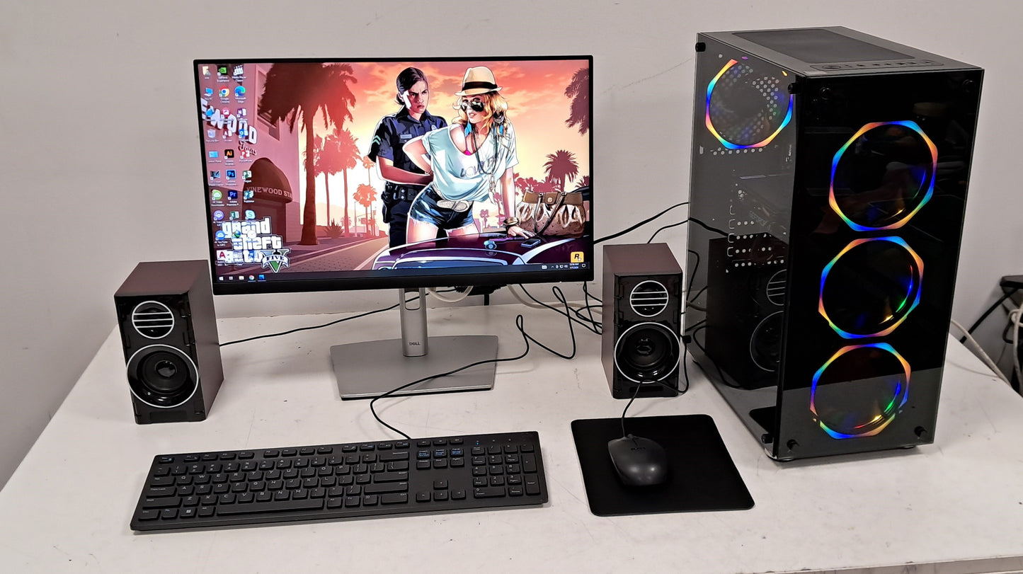 INTEL CORE i7 3.6GHZ, 16GB RAM, 8GB RX 580 GRAPHICS CARD, 256GB SSD, 500GB HDD, 24 INCH LED SCREEN, GAMING KEYBOARD MOUSE HEADSET