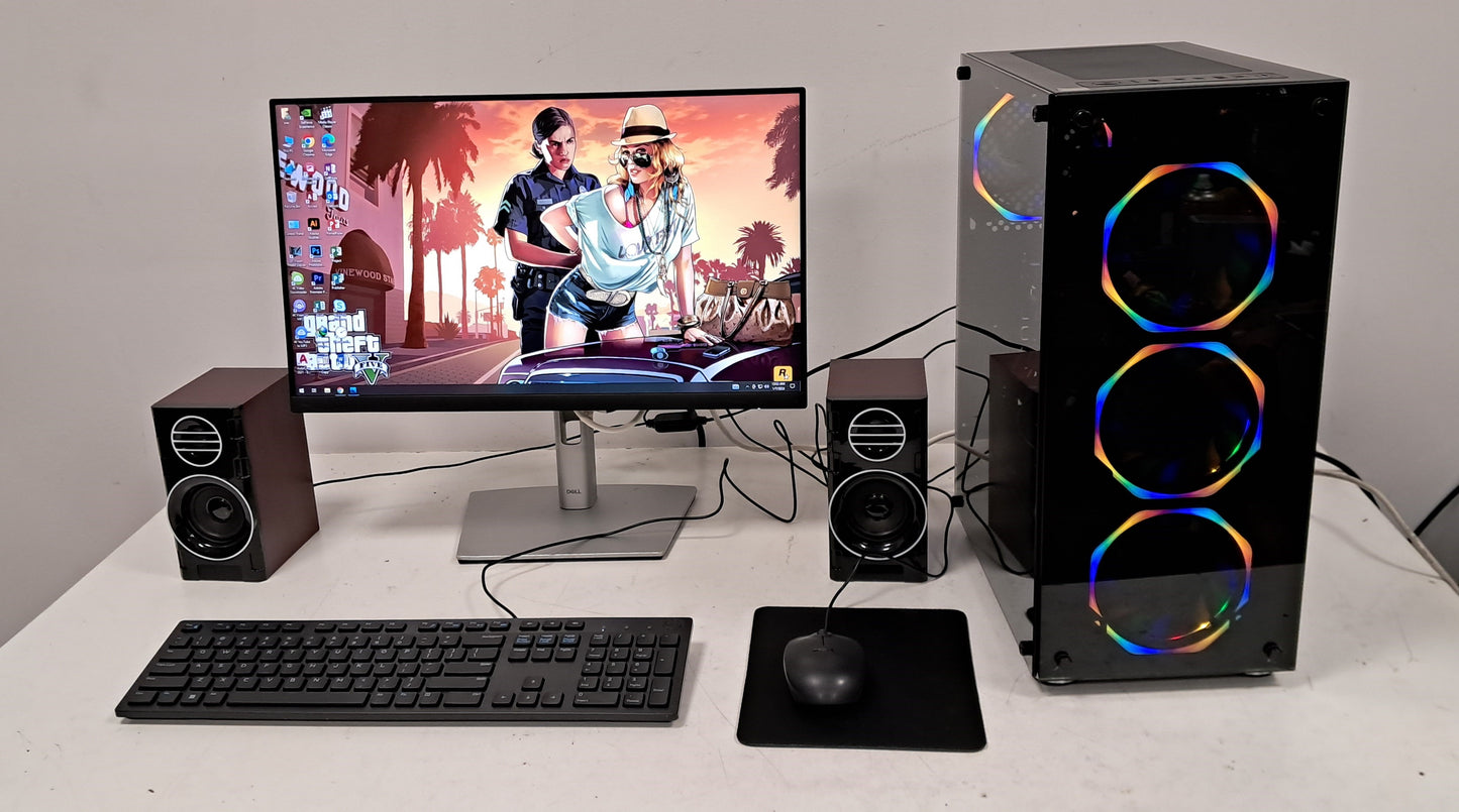 INTEL CORE i7 3.6GHZ, 16GB RAM, 8GB RX 580 GRAPHICS CARD, 256GB SSD, 500GB HDD, 24 INCH LED SCREEN, GAMING KEYBOARD MOUSE HEADSET